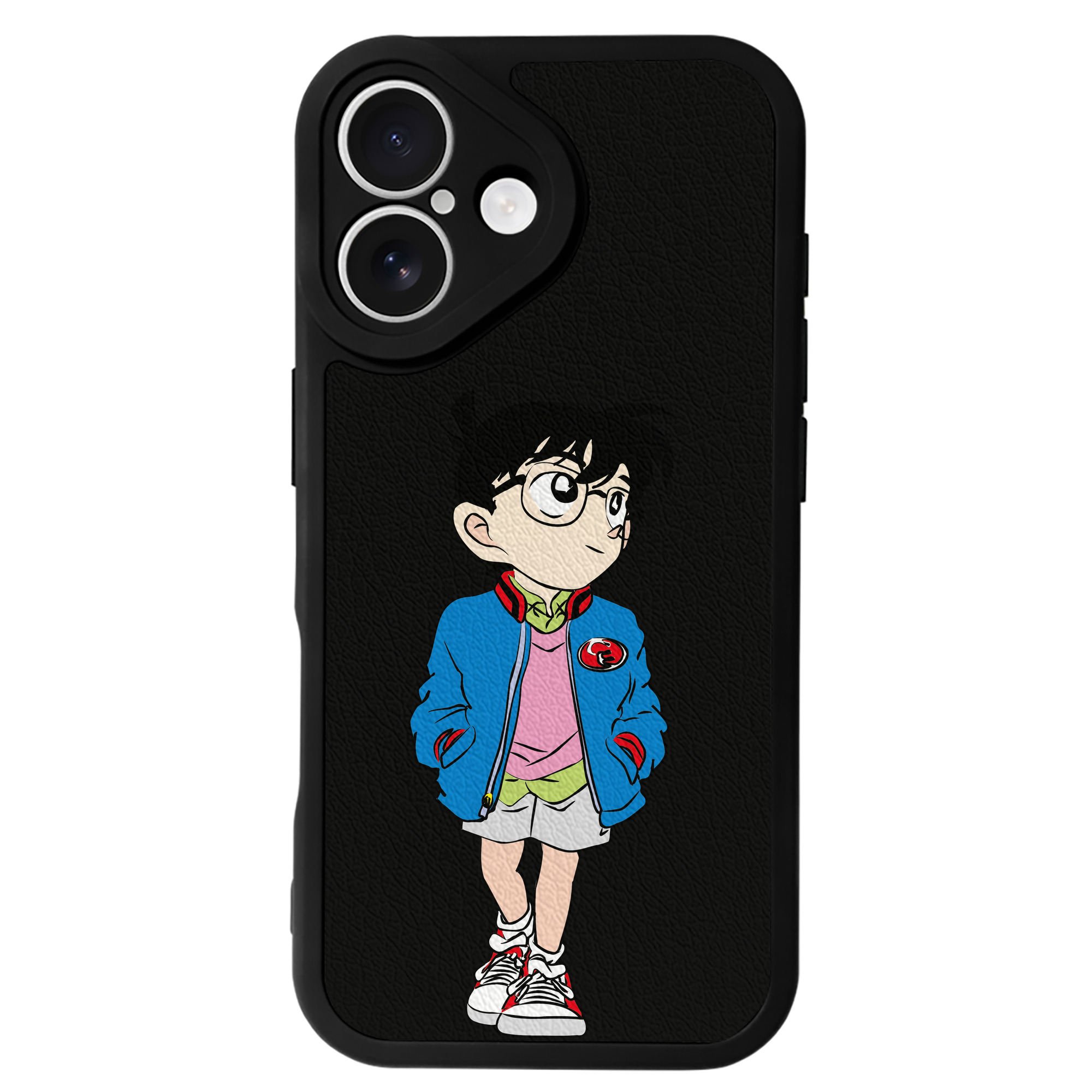 （画像用） 名探偵コナン 江戸川 コナン Detective Conan Conan Edogawa 【iPhone 16シリーズ対応】シリコンスマホケース（レザー調） 材質：シリコン